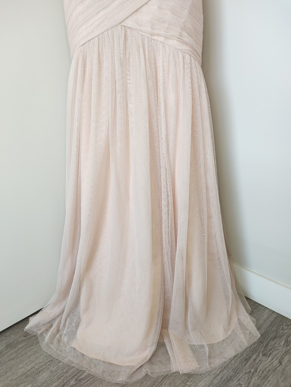 Vintage Vera Wang White Strapless Blush Pink Tulle Evening Gown - Picture 5 of 16